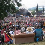The proper way to chill out at the pyramid stage...just bring a sofa!